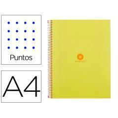 Cuaderno espiral liderpapel a4 micro antartik tapa forrada80h 90 gr rayado puntos 1 banda 4 taladros amarillo