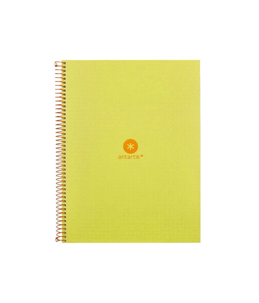 Cuaderno espiral liderpapel a4 micro antartik tapa forrada80h 90 gr rayado puntos 1 banda 4 taladros amarillo