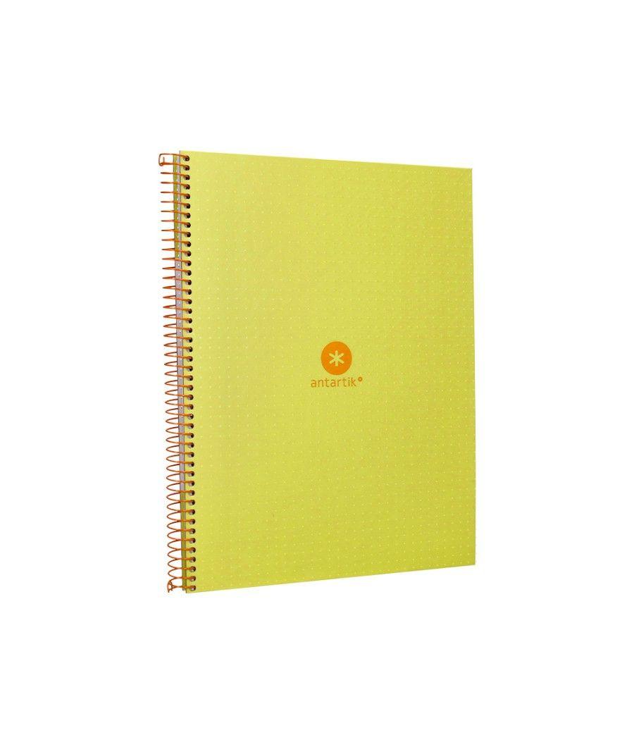 Cuaderno espiral liderpapel a4 micro antartik tapa forrada80h 90 gr rayado puntos 1 banda 4 taladros amarillo