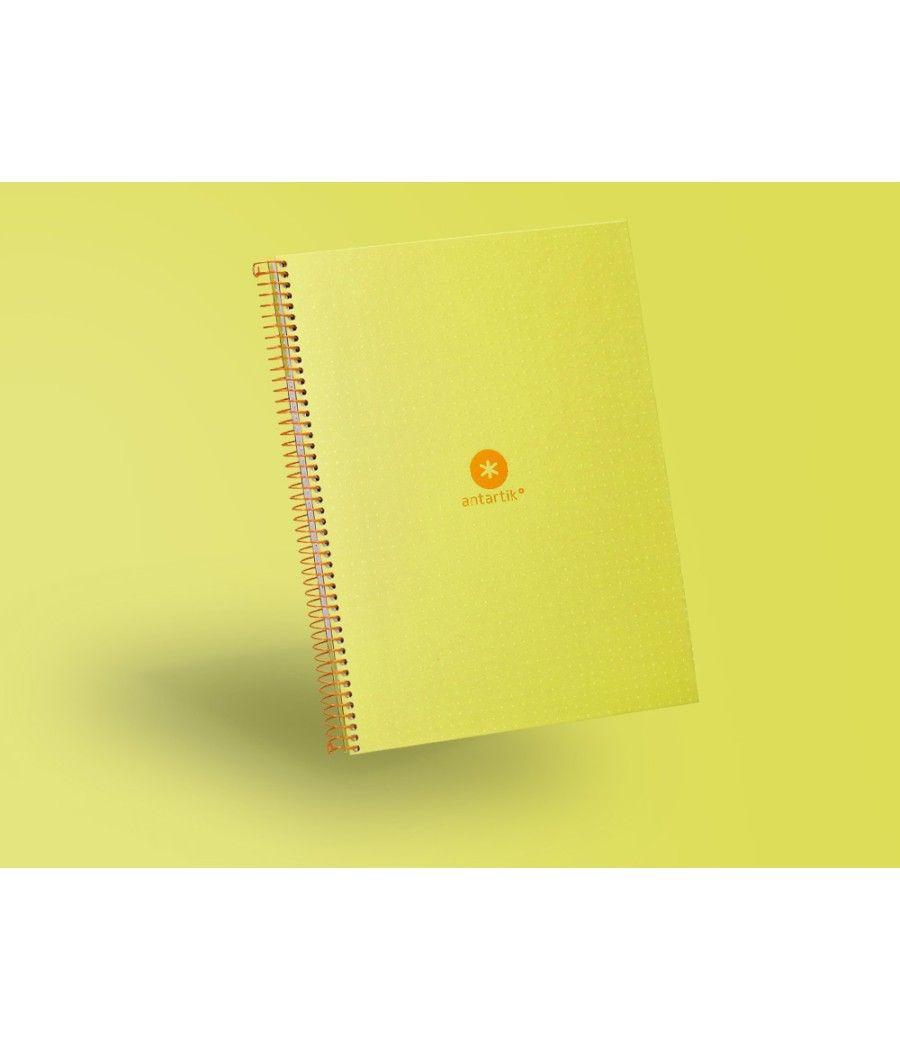 Cuaderno espiral liderpapel a4 micro antartik tapa forrada80h 90 gr rayado puntos 1 banda 4 taladros amarillo