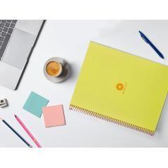 Cuaderno espiral liderpapel a4 micro antartik tapa forrada80h 90 gr rayado puntos 1 banda 4 taladros amarillo