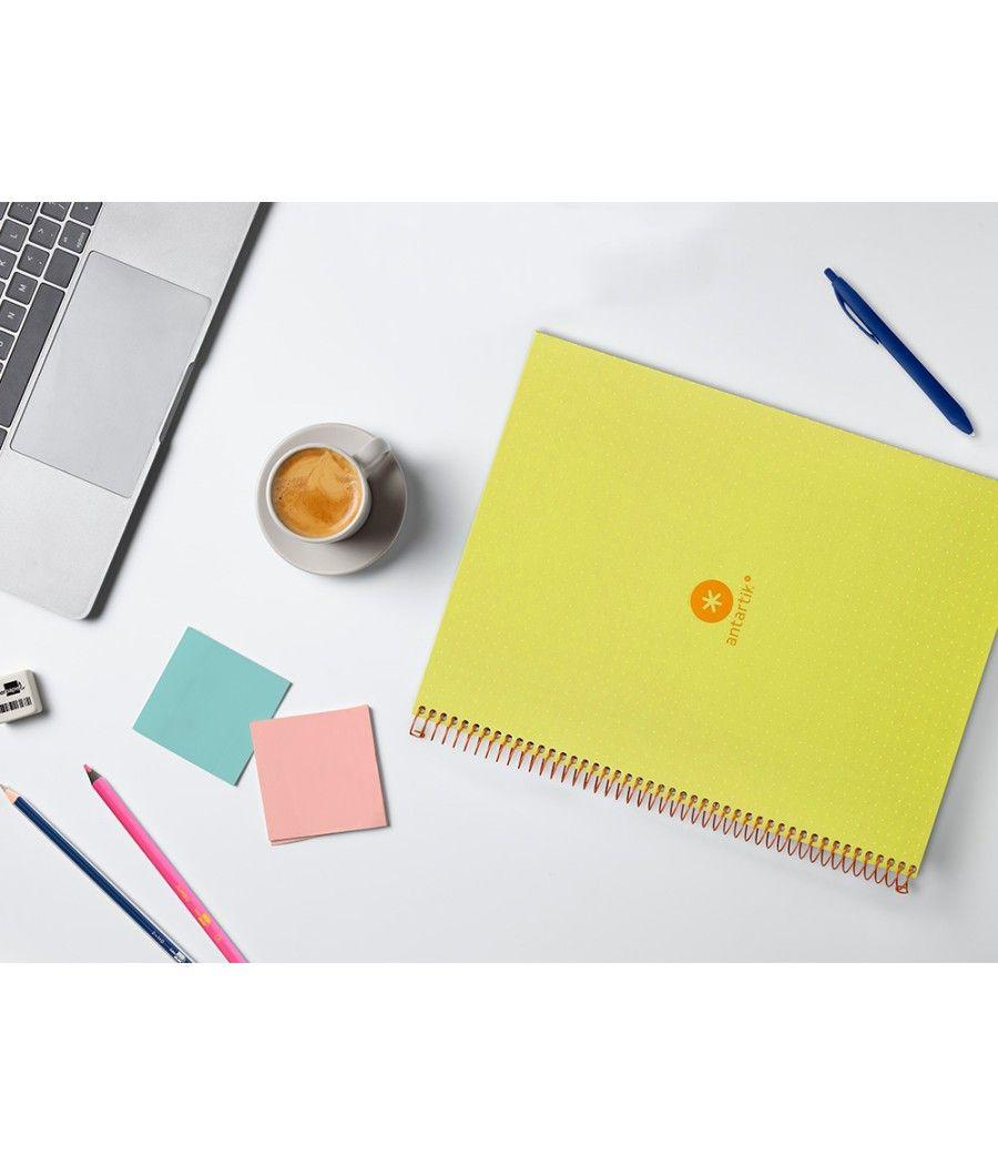 Cuaderno espiral liderpapel a4 micro antartik tapa forrada80h 90 gr rayado puntos 1 banda 4 taladros amarillo