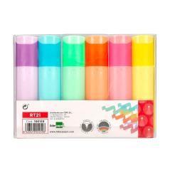 Rotulador liderpapel fluorescente pastel punta biselada estuche de 6 unidades colores surtidos