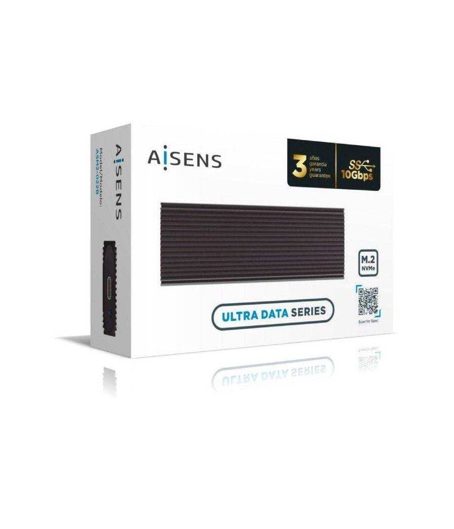 Caja externa para disco ssd m.2 nvme aisens asm2-022b/ usb 3.2/ sin tornillos