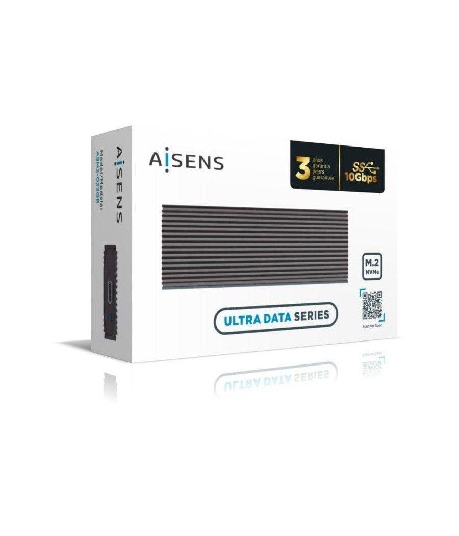 Caja externa para disco ssd m.2 nvme aisens asm2-023gr/ usb 3.2/ sin tornillos