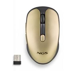 Ngs - ratón inalámbrico evo rust gold - recargable - botones silenciosos - 800/1200/1600 dpi - dorado