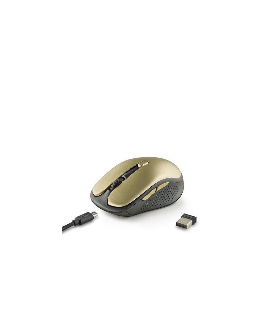 Ngs - ratón inalámbrico evo rust gold - recargable - botones silenciosos - 800/1200/1600 dpi - dorado