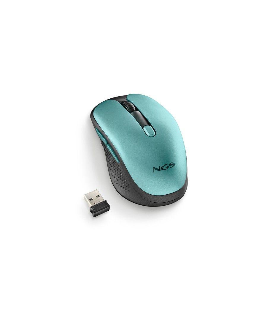Ngs - ratón inalámbrico evo rust ice - recargable - botones silenciosos - 800/1200/1600 dpi - verde metalico
