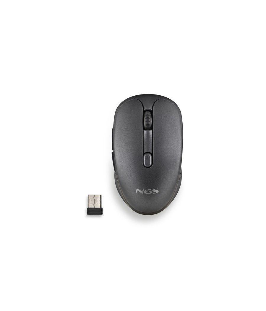 Ngs - ratón inalámbrico evo rust black - recargable - botones silenciosos - 800/1200/1600 dpi - negro