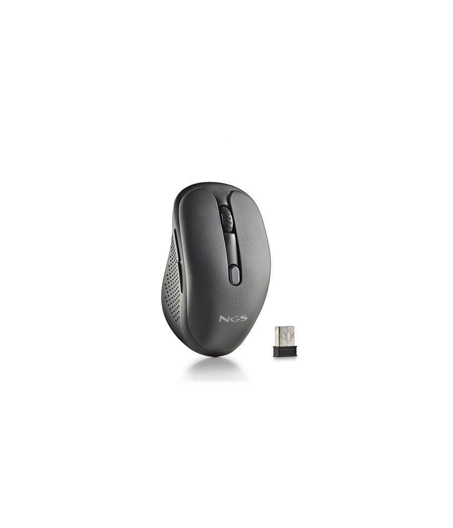Ngs - ratón inalámbrico evo rust black - recargable - botones silenciosos - 800/1200/1600 dpi - negro