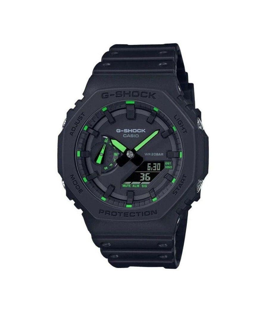 Reloj analógico digital casio g-shock trend ga-2100-1a3er/ 49mm/ negro y verde