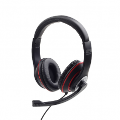 Gembird auriculares estereo, color negro con aro rojo