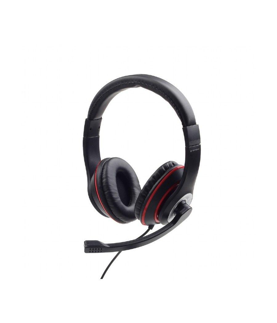 Gembird auriculares estereo, color negro con aro rojo