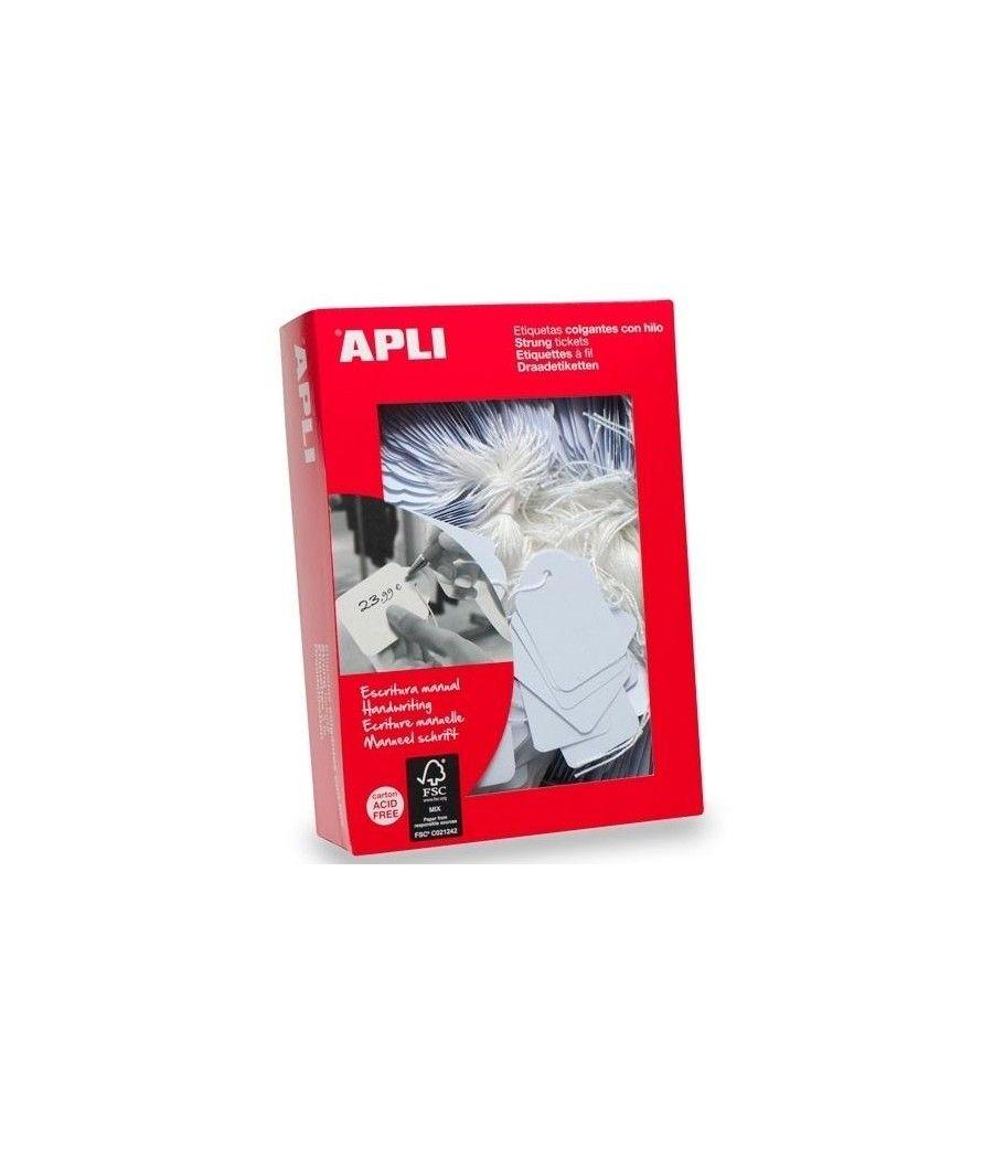 Apli caja 1000 etiquetas colgantes con hilo 11x24mm blanco