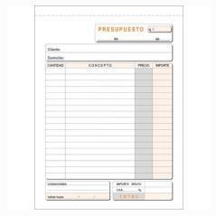 Talonario presupuesto cuarto natural duplicado autocopia