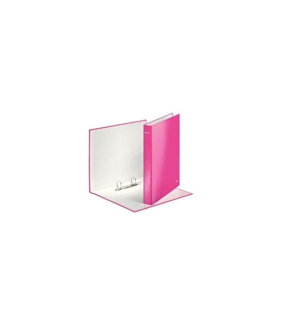 Leitz carpeta wow anillas mixtas 2x25 mm a4+ cartón forrado plastificado fucsia