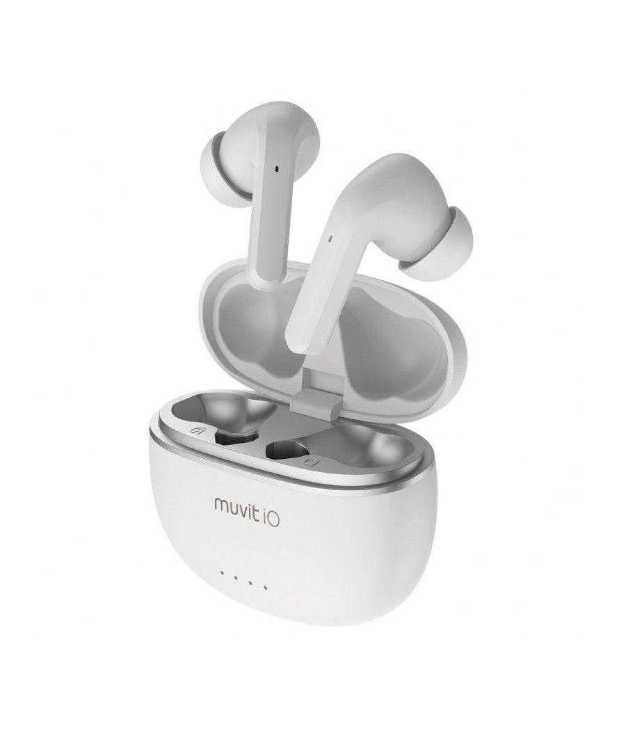 Auriculares bluetooth muvit io smart true wireless con estuche de carga/ autonomía 10h/ blancos