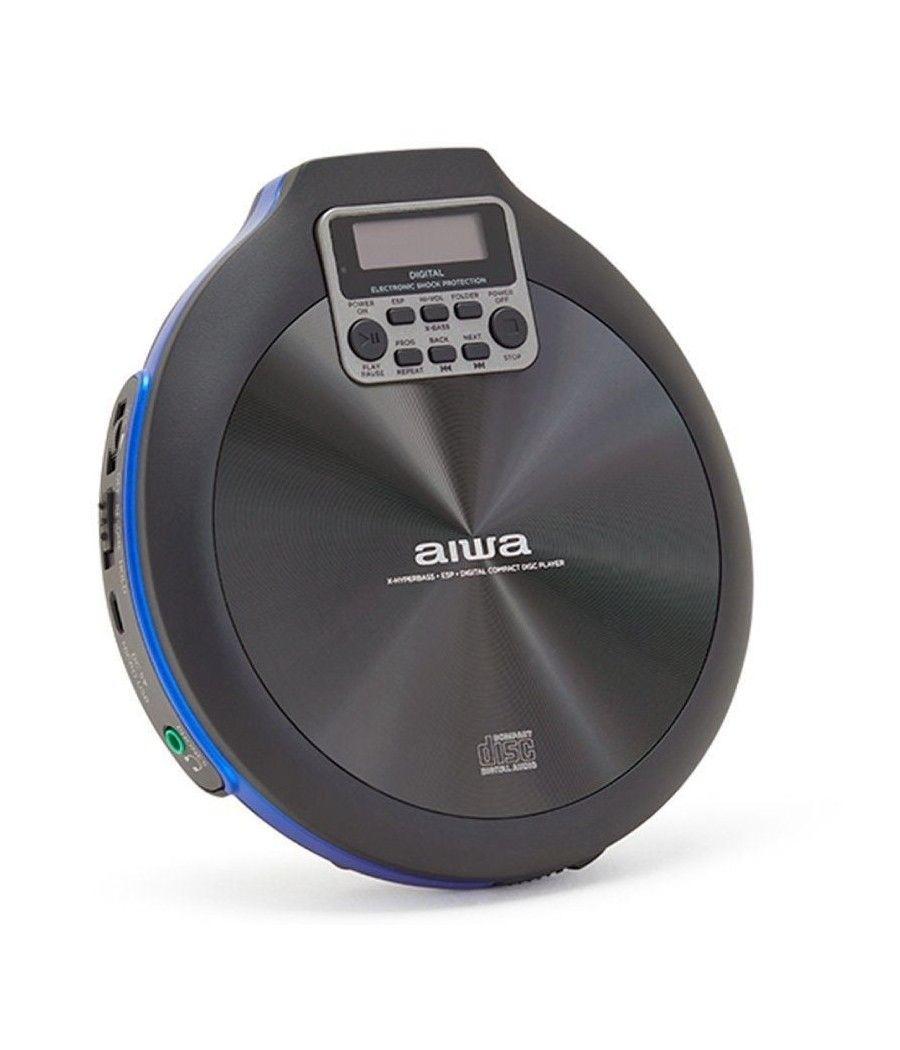 Reproductor de cd/cdr/mp3 aiwa walk pcd-810bl/ azul