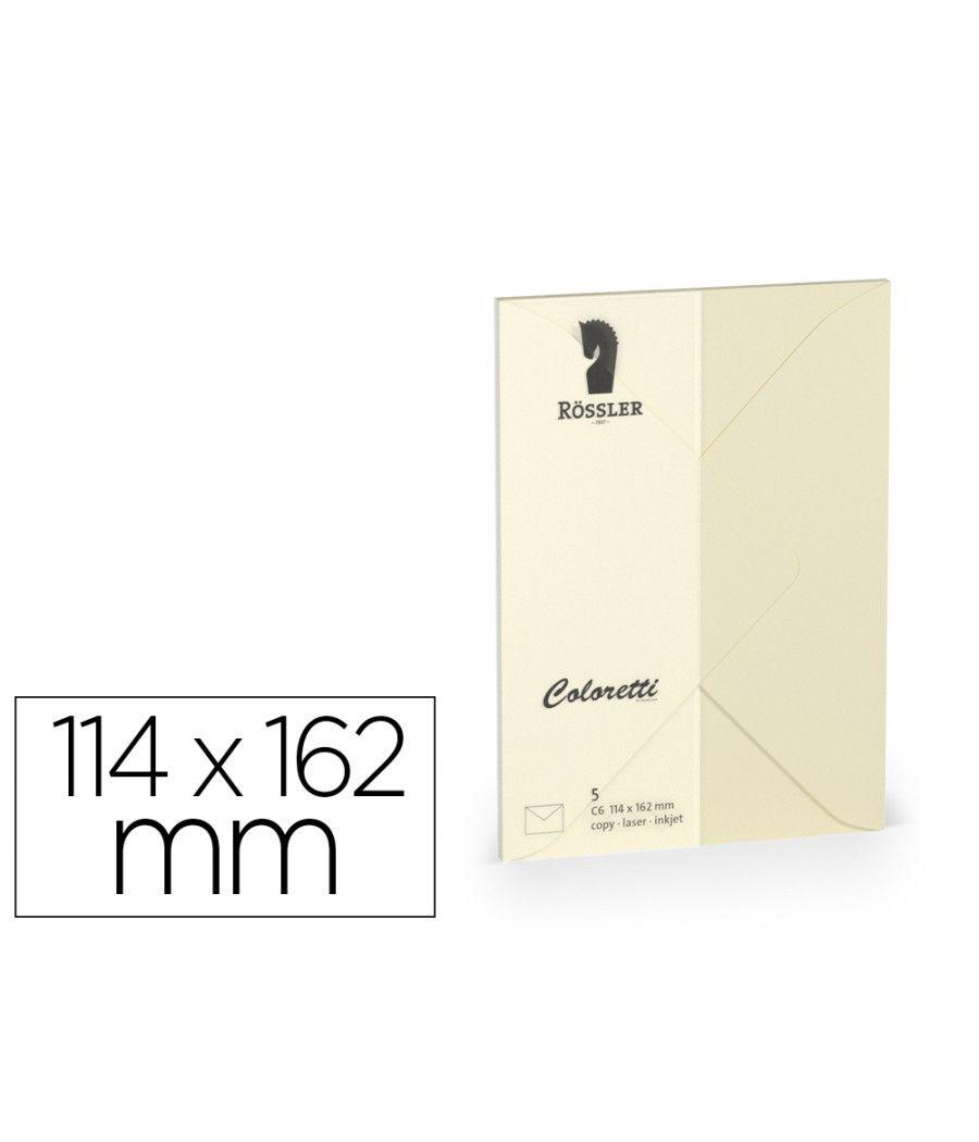 Sobre rossler coloretti c6 ministro color crema 114x162 mm pack de 5 unidades