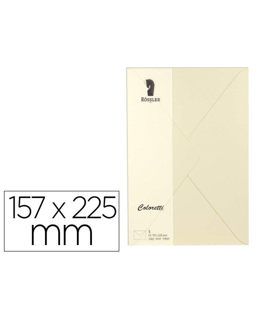 Sobre rossler coloretti c5 color crema 157x225 mm pack de 5 unidades