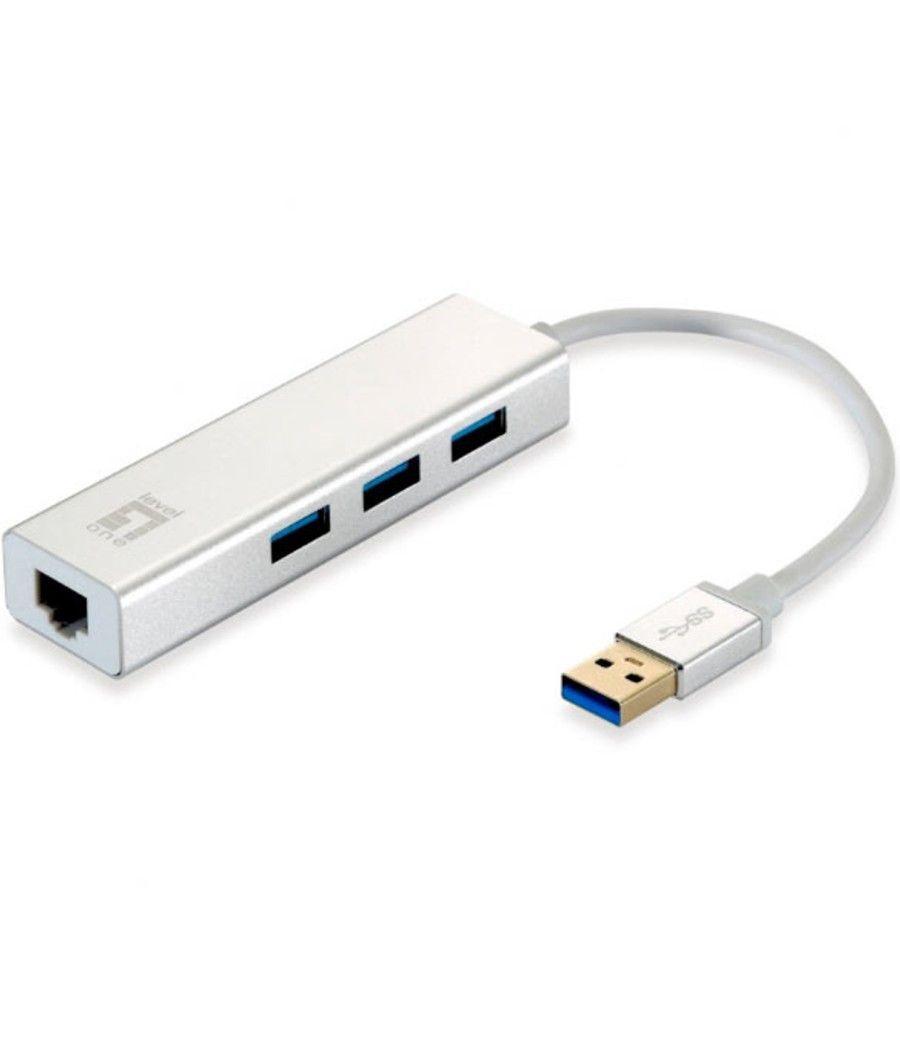 Adaptador usb 3.0 level one a gigabit ethernet rj45 + hub 3.0 3 puertos