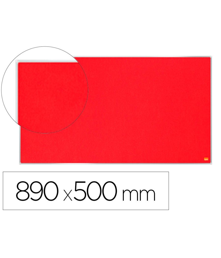 Tablero de anuncios nobo impression pro fieltro rojo formato panoramico 40\" 890x500 mm