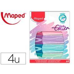 Rotulador maped fluorescente peps pastel con glitter estuche de 4 unidades colores surtidos