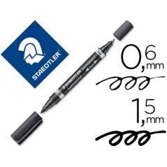 Rotulador staedtler lumocolor permanente dúo 348 negro punta f 0,6 mm punta m 1,5 mm pack 10 unidades