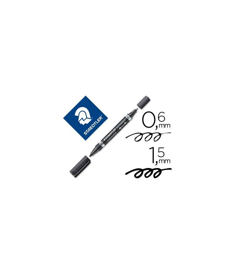 Rotulador staedtler lumocolor permanente dúo 348 negro punta f 0,6 mm punta m 1,5 mm pack 10 unidades