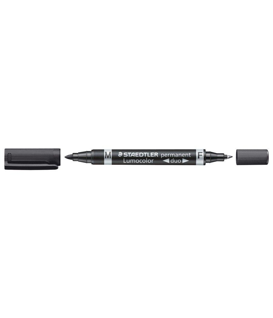 Rotulador staedtler lumocolor permanente dúo 348 negro punta f 0,6 mm punta m 1,5 mm pack 10 unidades