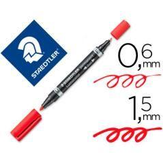 Rotulador staedtler lumocolor permanente dúo 348 rojo punta f 0,6 mm punta m 1,5 mm pack 10 unidades