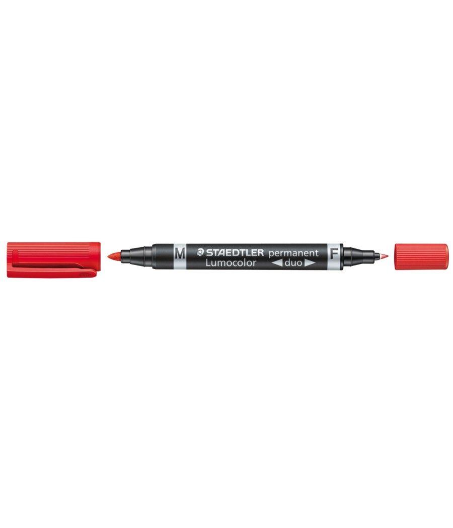 Rotulador staedtler lumocolor permanente dúo 348 rojo punta f 0,6 mm punta m 1,5 mm pack 10 unidades