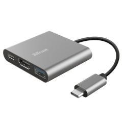 Adaptador trust dalyx 3 in 1/ usb tipo-c macho - hdmi hembra/ usb 3.1 / usb tipo-c