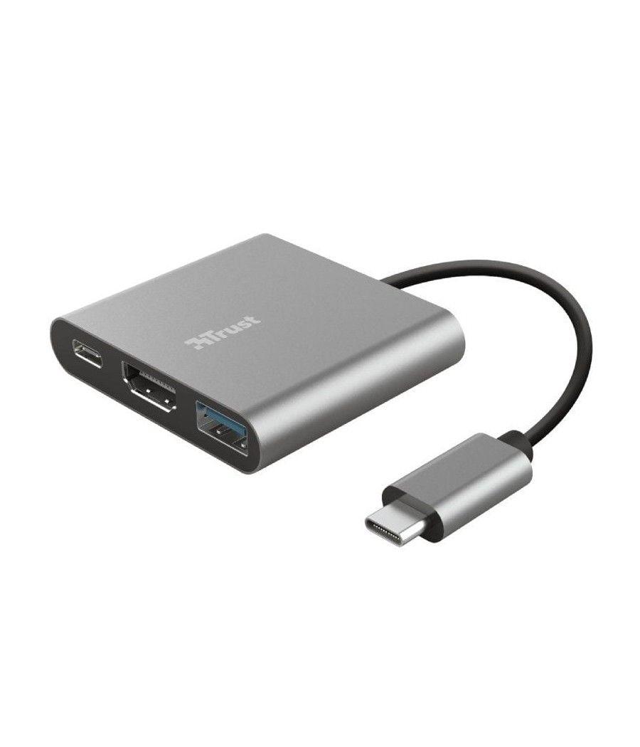 Adaptador trust dalyx 3 in 1/ usb tipo-c macho - hdmi hembra/ usb 3.1 / usb tipo-c