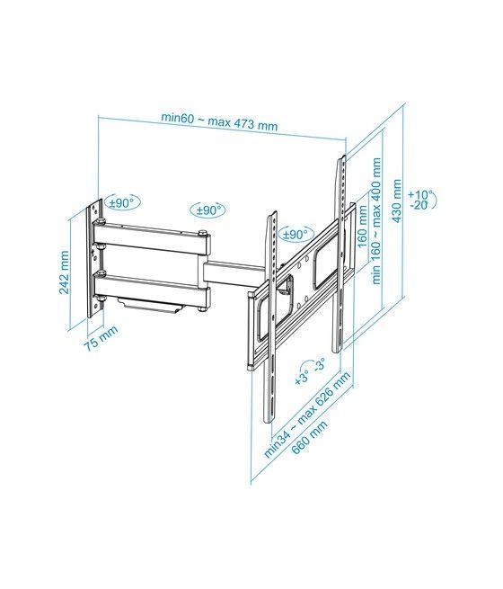 TooQ SOPORTE GIRATORIO E INCLINABLE PARA MONITOR / TV LCD, PLASMA DE 37-70, NEGRO - Imagen 9