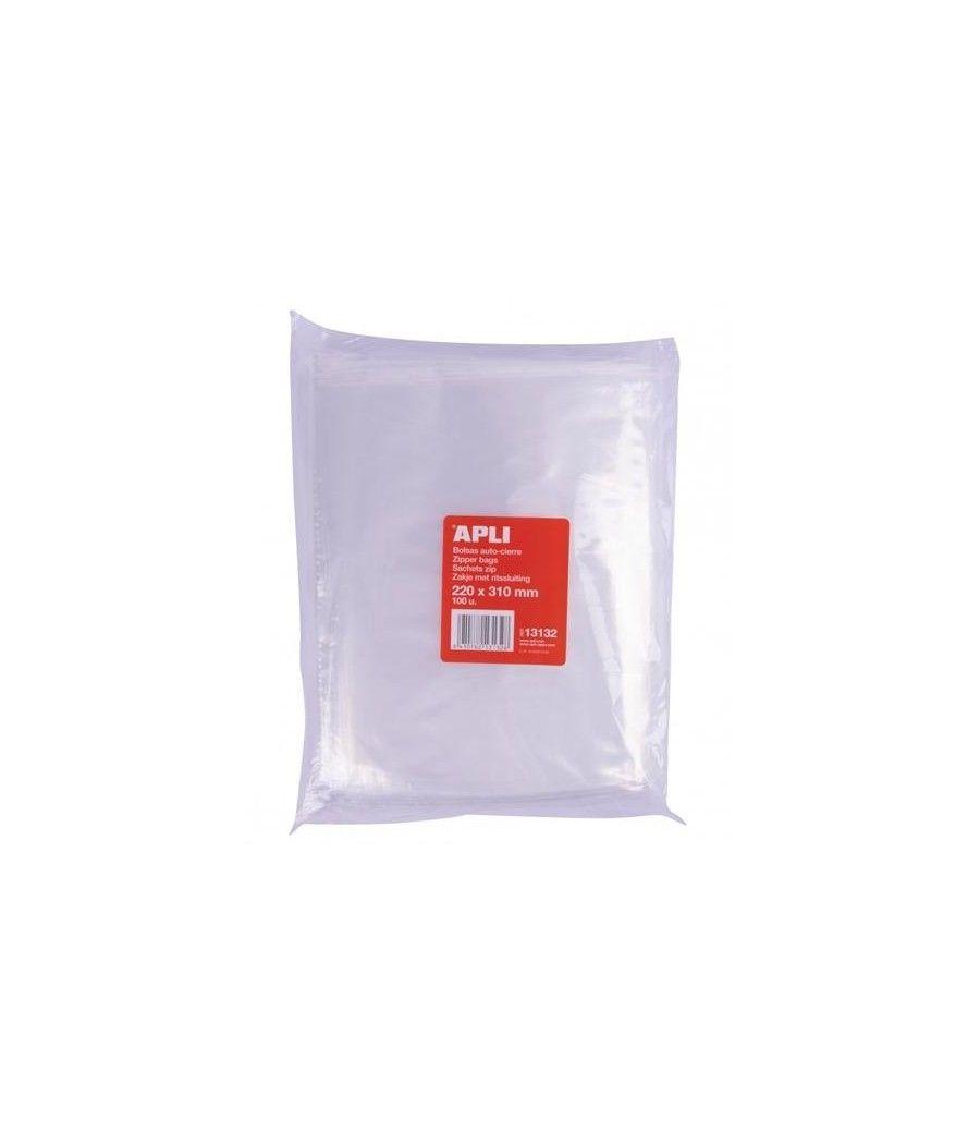 Apli bolsas autocierre 220x310mm ldpe transparente -100u-