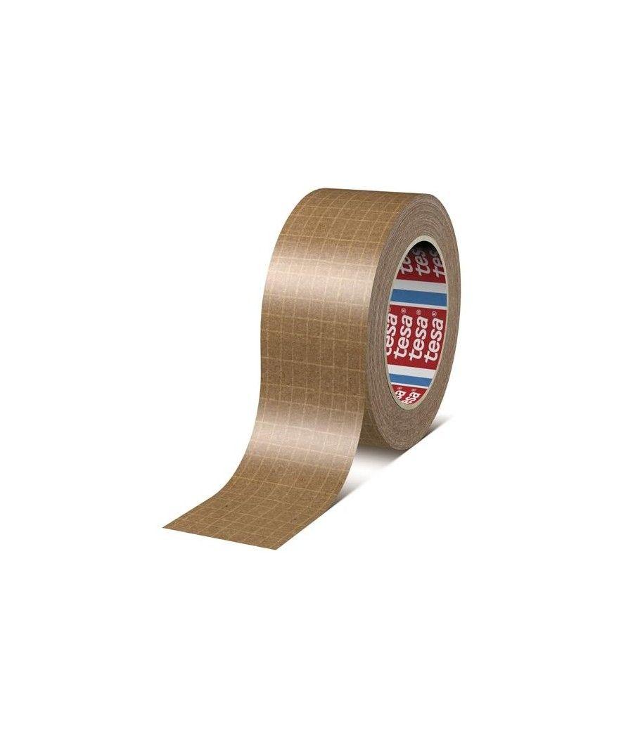 Tesa cinta de embalaje tesapack estándar rollo 25mx50mm papel reforzado con filamentos marrón