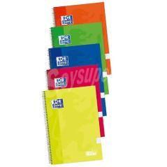 Cuaderno tapa extradura folio 80 hojas 4x4 colores surtidos oxford 400122760 pack 5 unidades