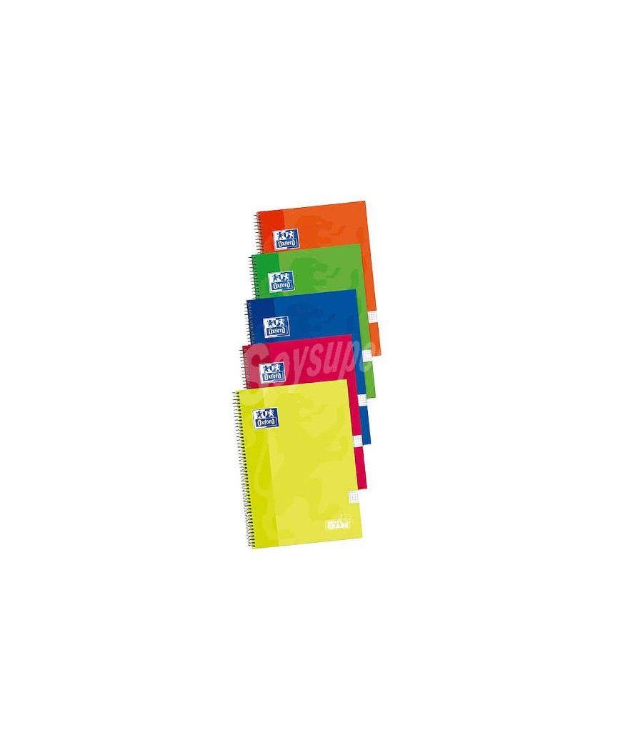 Cuaderno tapa extradura folio 80 hojas 4x4 colores surtidos oxford 400122760 pack 5 unidades