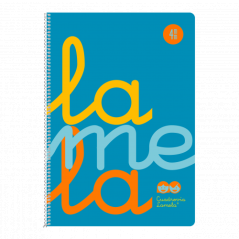 Cuaderno folio plastic rayado 4 mm 80 hojas 90 grs azul lamela 7ftp004b pack 5 unidades