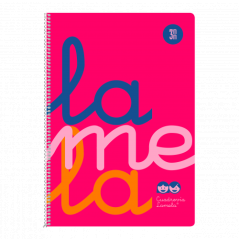 Cuaderno folio plastic rayado 3 mm 80 hojas 90 grs rosa lamela 7ftp003r pack 5 unidades