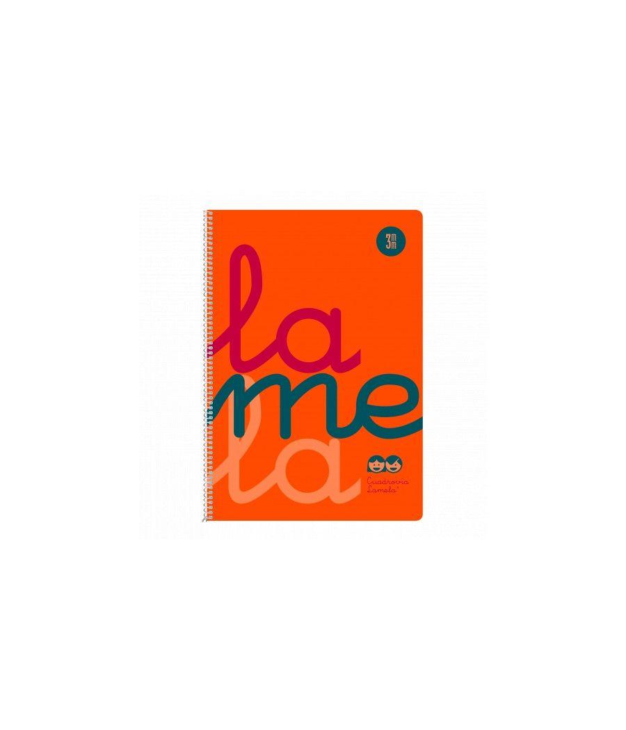 Cuaderno folio plastic rayado 3 mm 80 hojas 90 grs naranja lamela 7ftp003n pack 5 unidades