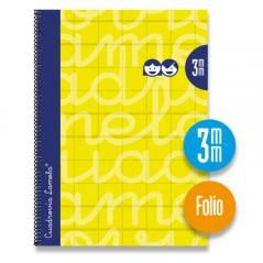 Cuaderno folio forrado rayado 3 mm amarillo lamela 7fte03am pack 5 unidades