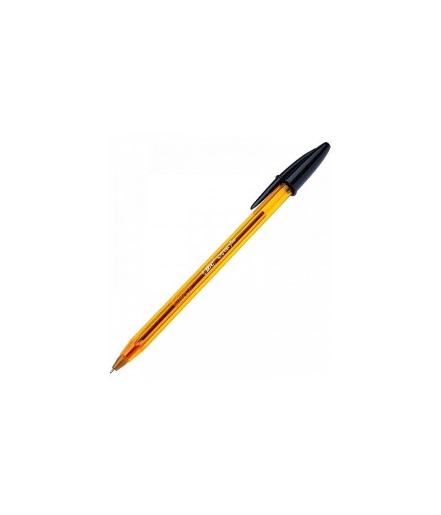 Boligrafo cristal fine cuerpo naranja trazo 0,3 mm. color negro bic 872731 pack 50 unidades