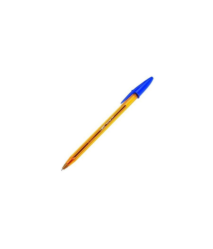 Boligrafo cristal fine cuerpo naranja trazo 0,3 mm. color azul bic 872730 pack 50 unidades