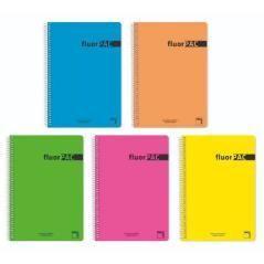 Cuaderno serie fluorpac tapa polipropileno 90 grs. fluor folio (215x310mm.) 80 hojas cuadrícula 4x4 con margen surtido pacsa 165