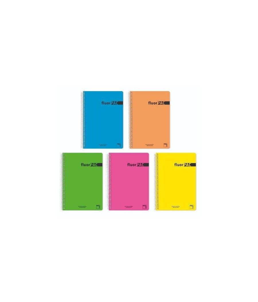 Cuaderno serie fluorpac tapa polipropileno 90 grs. fluor folio (215x310mm.) 80 hojas cuadrícula 4x4 con margen surtido pacsa 165