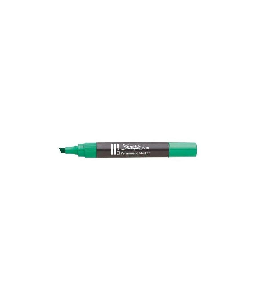 Marcador permanente w10 punta biselada verde sharpie s019271 pack 12 unidades