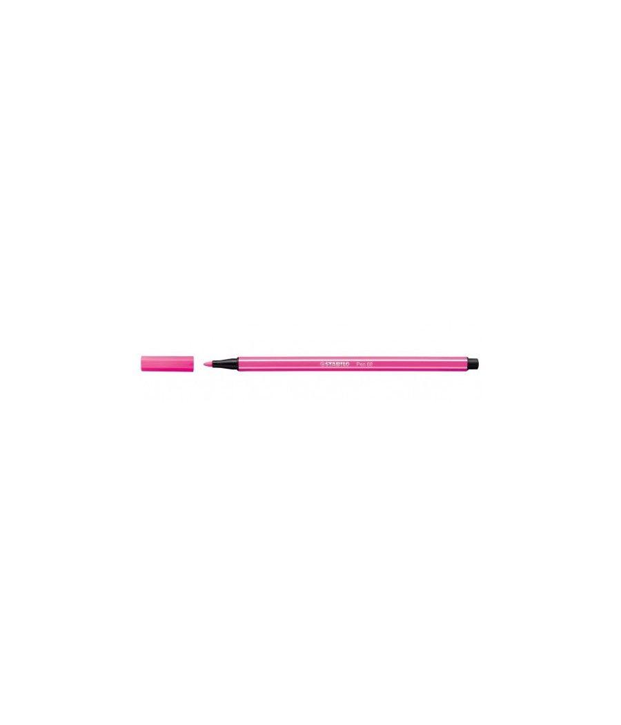 Rotulador punta fibra media 1mm. pen 68 rosa neon stabilo 68/056 pack 10 unidades