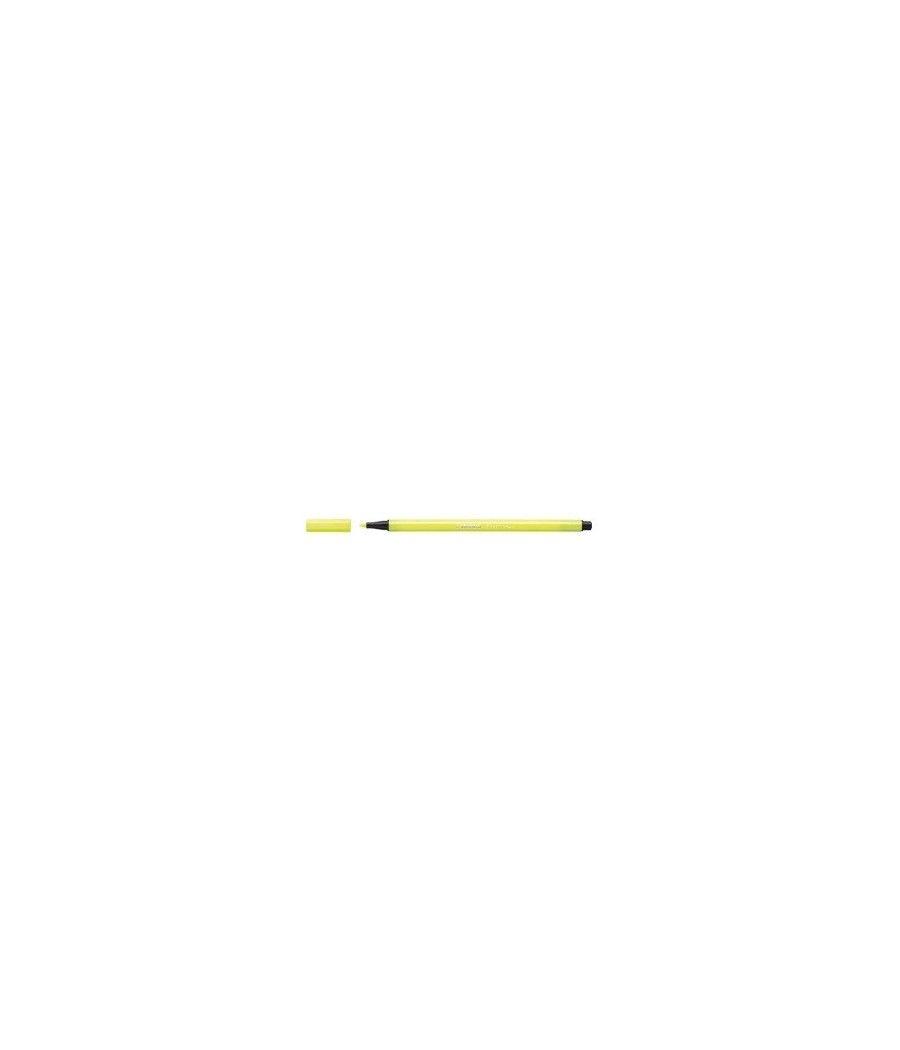 Rotulador punta fibra media 1mm. pen 68 amarillo neon stabilo 68/024 pack 10 unidades